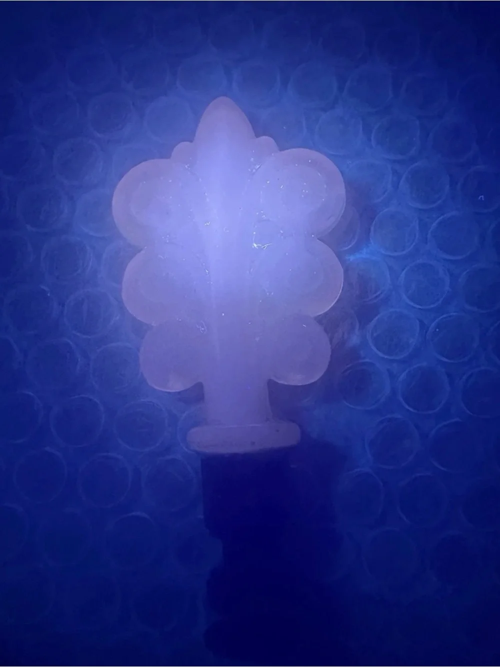 UV Aladdin Scroll Bouquet 1920s Opalescent Alacite Glass Lamp Finial Brass Base